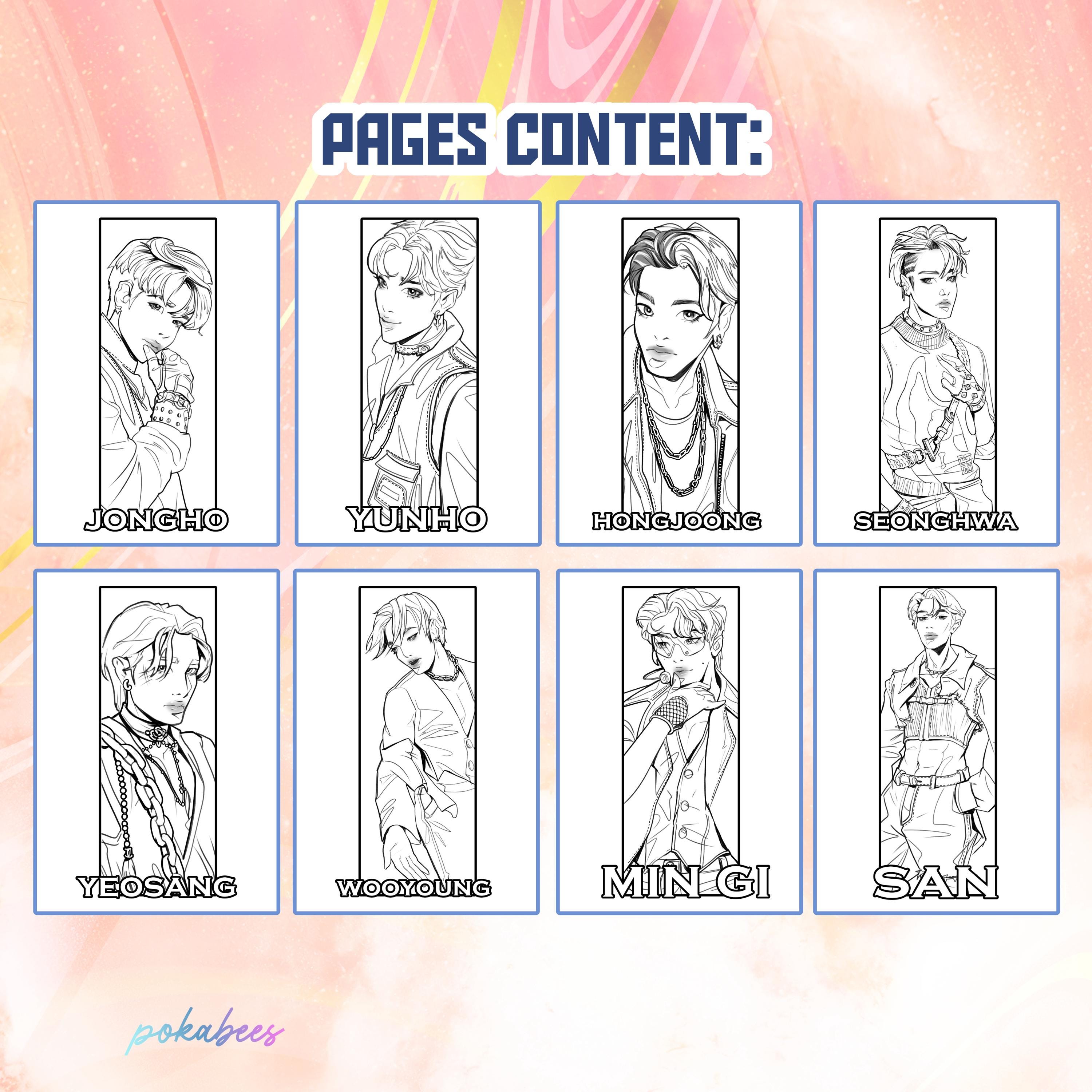 Ateez Coloring Pages MIX - Etsy