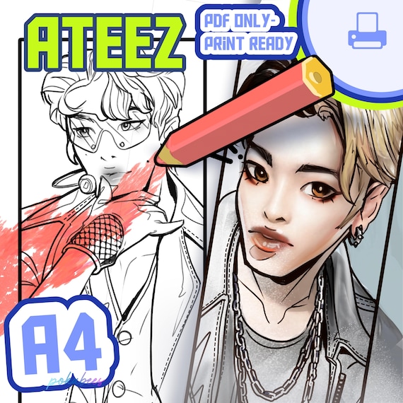 Ateez Coloring Pages MIX - Etsy