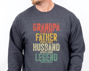 Legend Husband Daddy Papa Customized Sweatshirt, Funny Dad Birthday Gift,  For Men Father's Day Sweatshirt, Personalized Gifts for Grandpa