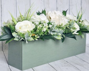 Luxury white rose and hydrangea floral arrangement/ centerpiece/window box