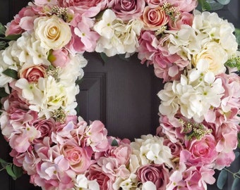 Beautiful luxury Peony, rose and hydrangea front door wreath/ centrepiece / spring/ summer