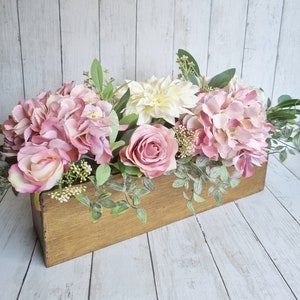 Luxury blush pink and white hydrangea floral arrangement/centerpiece/window box image 1