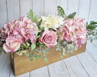 Luxury blush pink and white hydrangea floral arrangement/centerpiece/window box