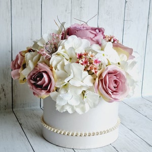 Luxury real touch Rose and hydrangea Hat Box