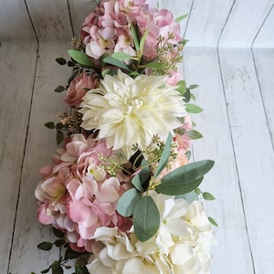 Luxury blush pink and white hydrangea floral arrangement/centerpiece/window box image 2