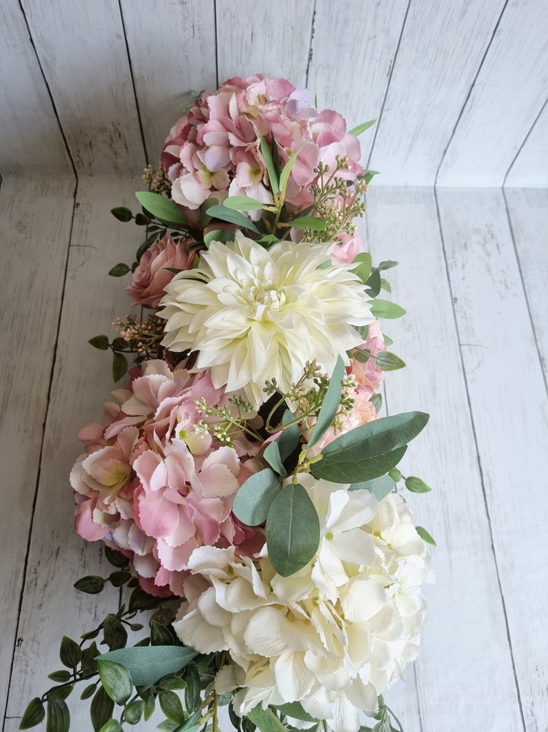 Luxury blush pink and white hydrangea floral arrangement/centerpiece/window box image 2