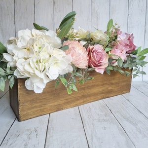 Luxury blush pink and white hydrangea floral arrangement/centerpiece/window box image 6