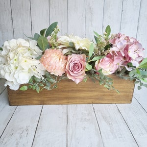 Luxury blush pink and white hydrangea floral arrangement/centerpiece/window box image 5