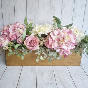 Luxury blush pink and white hydrangea floral arrangement/centerpiece/window box image 4