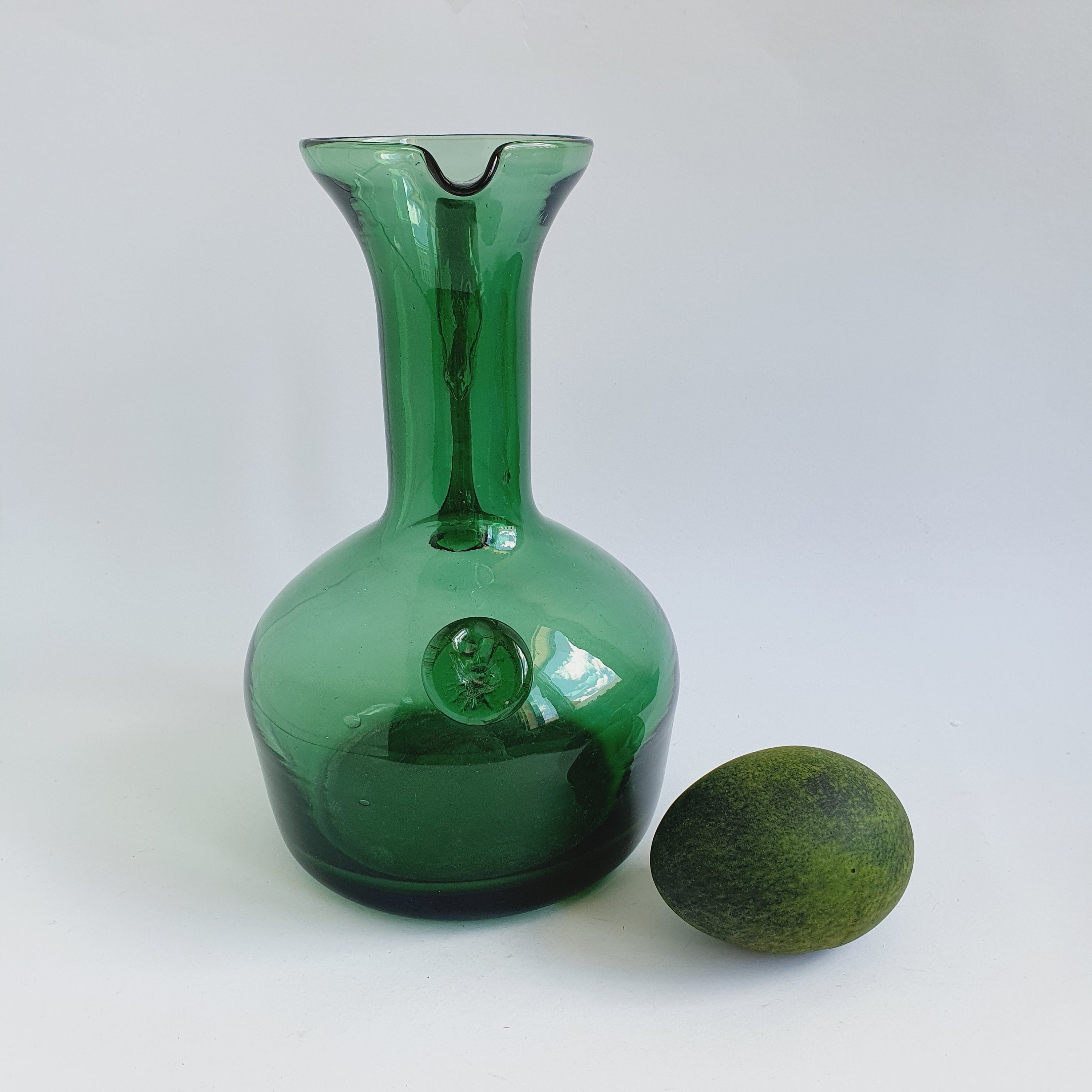 Holmegaard Emerald Green Jug 22 cm Vintage Tall Glass Pitcher | Etsy