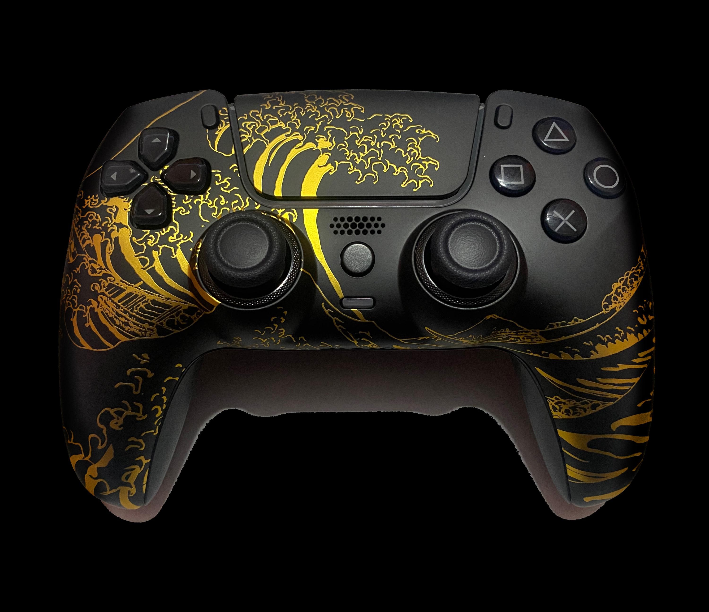 Custom Dualsense Sony Dualsense Custom Controller - Black Gold Wave (PS5) - Etsy