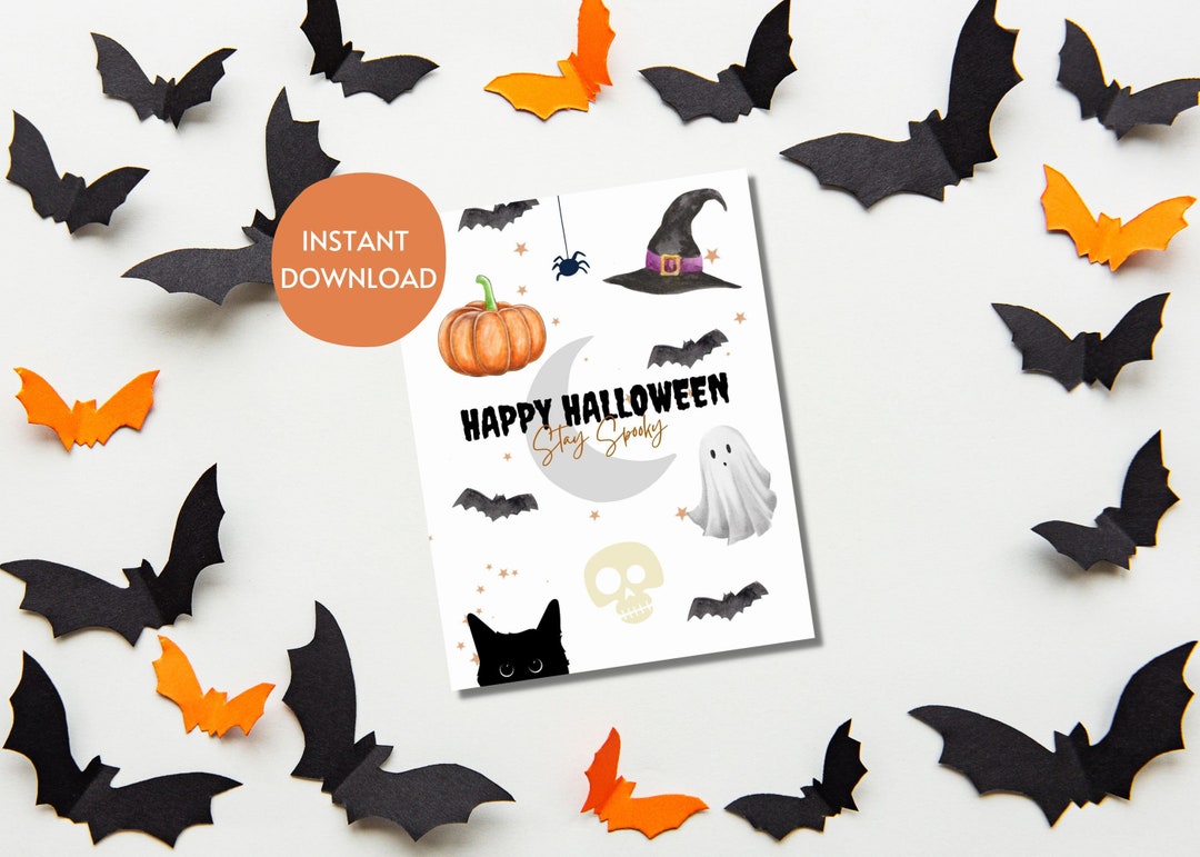 Halloween Greeting Card Stay Spooky Halloween Cute Halloween Etsy