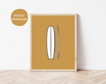 Surfboard Printable Wall Art | Coastal Surf Decor | Instant Digital Download | Beach House Print
