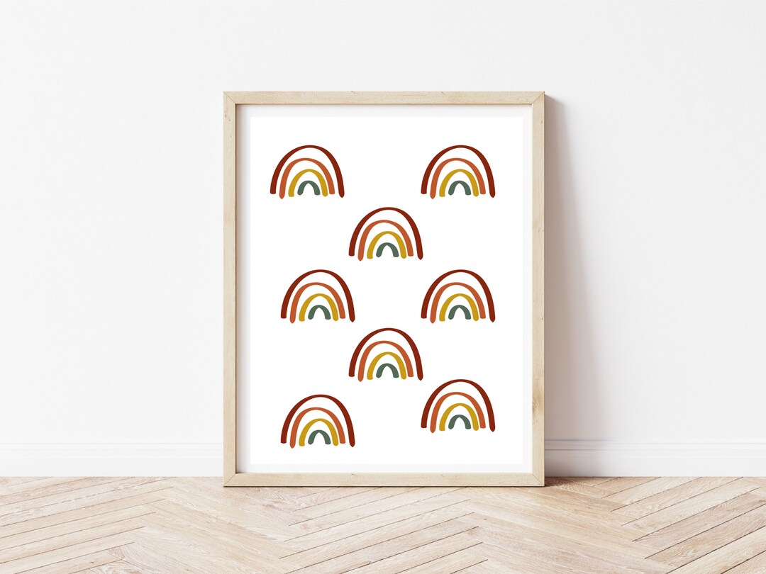 Boho Rainbow Wall Art Digital Download | Neutral Nursery Print ...