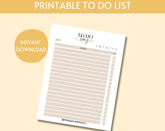 Neutral To Do List Printable | Daily Planner Instant Digital Download