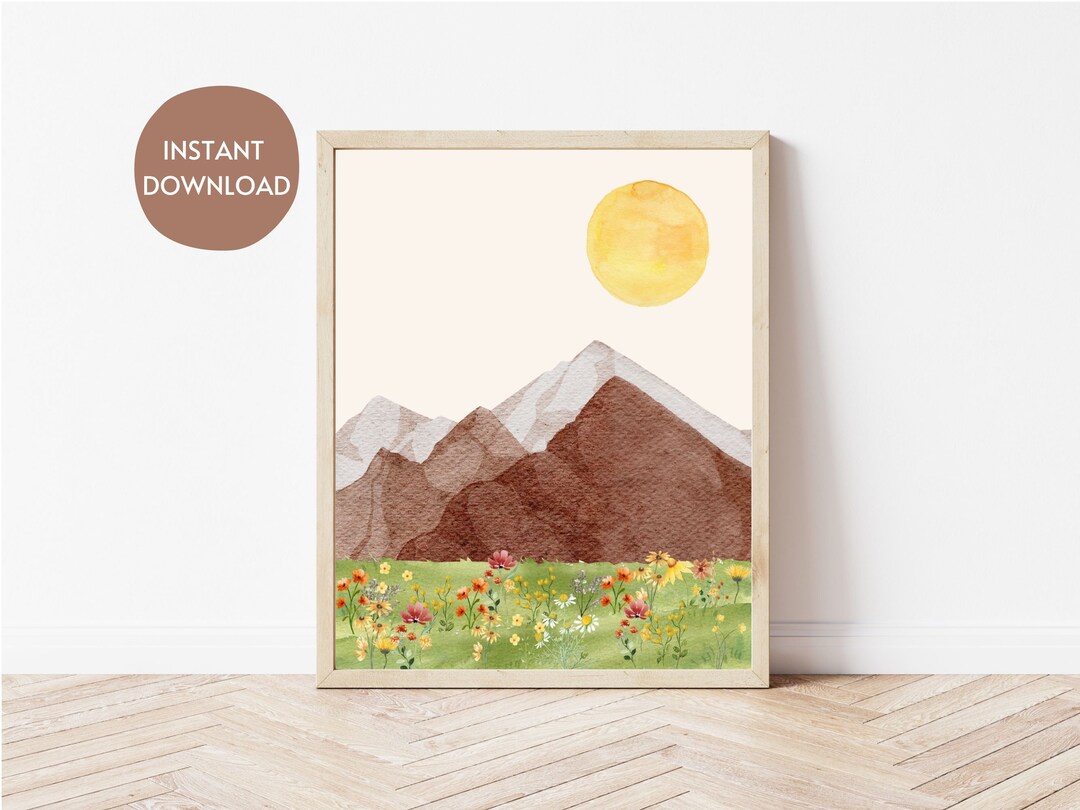 Vintage Watercolor Art Mountain Art Print Watercolor Print - Etsy