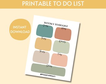 Boho Weekly To Do List Printable | Instant Digital Download