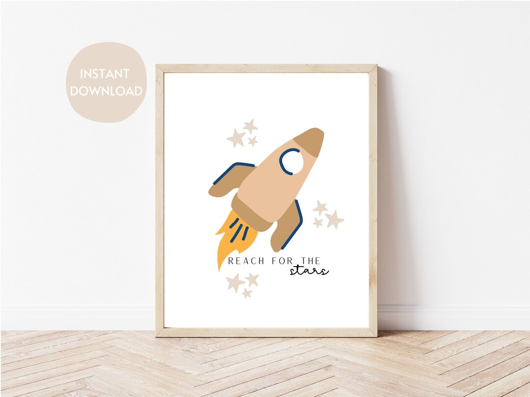 Rocket Ship Wall Art | Space Nursery Decor, Kids Room Print (digital ...
