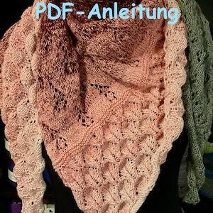 Knitting pattern for the triangular scarf “Growing Flowers” PDF
