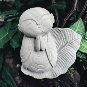 Estatua de Buda Jizo, Escultura de Buda, Arte de decoración casero, Estatuilla de Buda, Piedra de Buda