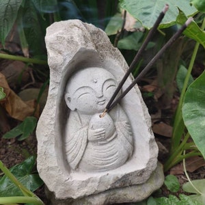 Estatua de Buda Jizo, Escultura de Buda, Arte de decoración casero, Estatuilla de Buda, Piedra de Buda