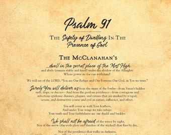 Psalm 91 Prayer Wall Art | Safety Dwelling in God&#39;s Presence | Psalm 91 | Christian Wall Art | Scripture Sign | Christian Wall Decor
