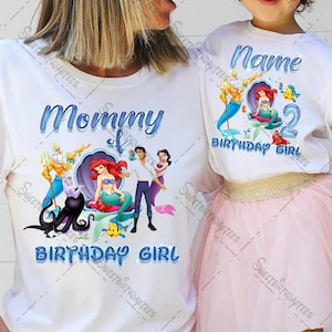 Mermaid Birthday Shirt, Ariel Birthday shirt, Ariel Mermaid family matching birthday shirt, Ariel theme tshirt, mermaid theme Tshirt