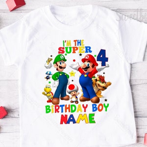 Super Mario Geburtstagsjunge Shirt, personalisierte Super Mario Geburtstags-Shirts, Super Mario Geburtstagsparty Shirts, Familie Super Mario Shirt