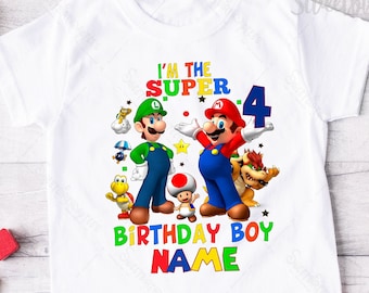 Super Mario Geburtstagsjunge Shirt, personalisierte Super Mario Geburtstags-Shirts, Super Mario Geburtstagsparty Shirts, Familie Super Mario Shirt