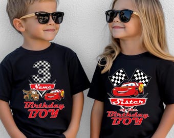 Cars Inspired Birthday T shirt, cars Lightning Mcqueen theme party T shirt, Personalized Birthday Car Shirt Kids, Race Car Birthday shirt