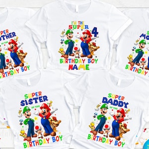 Super Mario Geburtstagsjunge Shirt, personalisierte Super Mario Geburtstags-Shirts, Super Mario Geburtstagsparty Shirts, Familie Super Mario Shirt