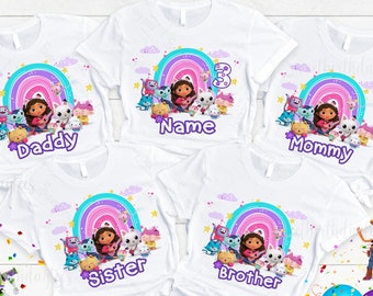 Personalized Dollhouse Birthday Girl , Birthday Girl Cute Doll Shirt, Dollhouse Theme Shirt, Family Shirt, Party Family Matching Tee