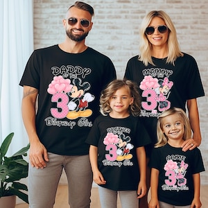 Niestandardowa koszulka urodzinowa Minnie, koszulki urodzinowe dla maluchów Minnie, koszulka urodzinowa dla dziewczynki Minnie, koszulka urodzinowa dla rodziny Minnie