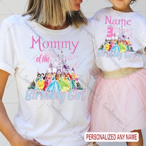 Chemise anniversaire princesse Disney, chemise anniversaire fille, chemise fête d&#39;anniversaire, chemise anniversaire famille, chemise anniversaire château Disney, princesse 1