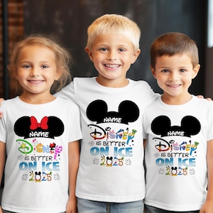 Chemise Disney on Ice 2025, Disney is Better on Ice, chemises assorties pour la famille Disney, chemises de groupe Disney, chemise Disney personnalisée, Disneyland GV30