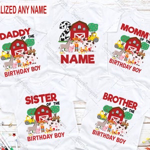 Farm Birthday shirt, Personalized Farm family matching birthday T shirt, Farm Theme Birthday Tshirt, Barnyard Birthday T-shirts, Birthday T