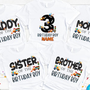 Birthday Construction Shirts, Three and Diggin&#39; It, Excavator Birthday, Bday Boy Tee, Dump Truck Birthday, Boys Construction Birthday Shirt