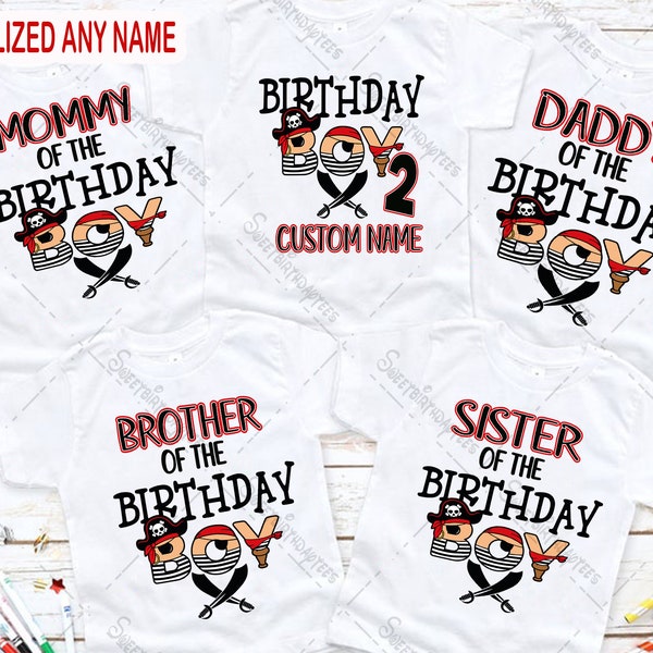 Pirates Birthday shirt, Pirate Birthday Boy Tshirt, Pirates Theme Bday outfit, Family Matching Pirates Birthday Party T-shirt, Birthday boy