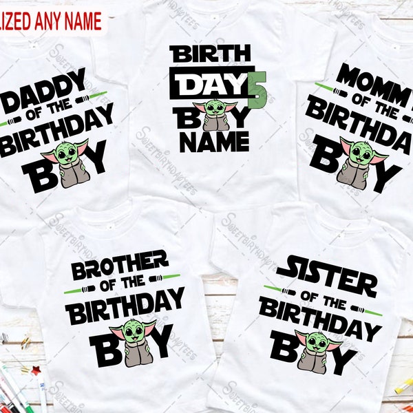 Baby Yoda Birthday shirt, Star wars Birthday shirts, Family Matching Star wars Birthday T-shirts, Baby Yoda Birthday T-shirt