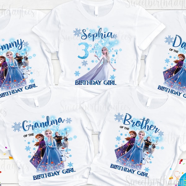 Frozen Birthday Shirt , Elsa Birthday Shirts, Frozen Custom Shirt , Frozen Personalized Tee, Frozen Family Party shirts