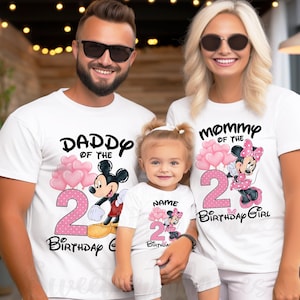 Koszulka urodzinowa Minnie na zamówienie, koszulki urodzinowe Minnie dla maluchów, koszulka urodzinowa Minnie dla dziewczynki, pasująca koszulka urodzinowa Minnie dla całej rodziny