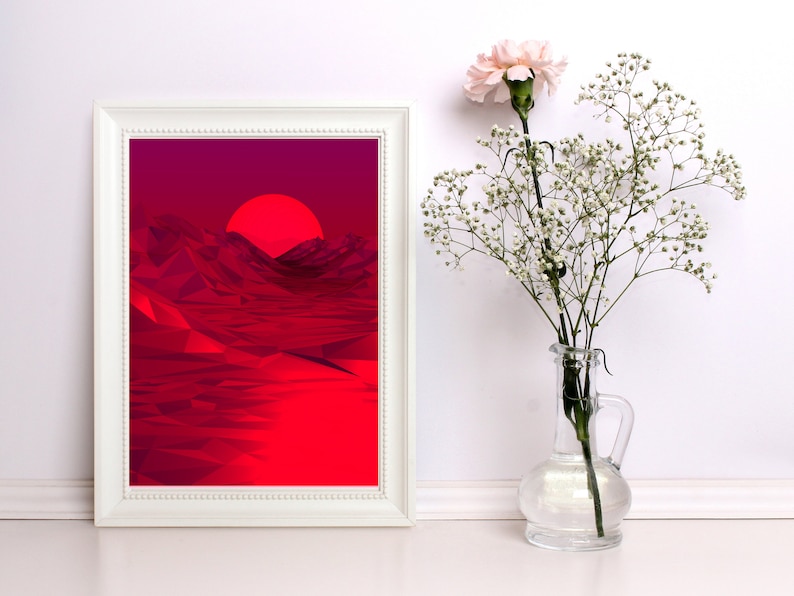 Red Moon Instant Download Art Digital Print Red Red Decor Wall photo collage Printable Wall Art Drawing Aesthetic Art