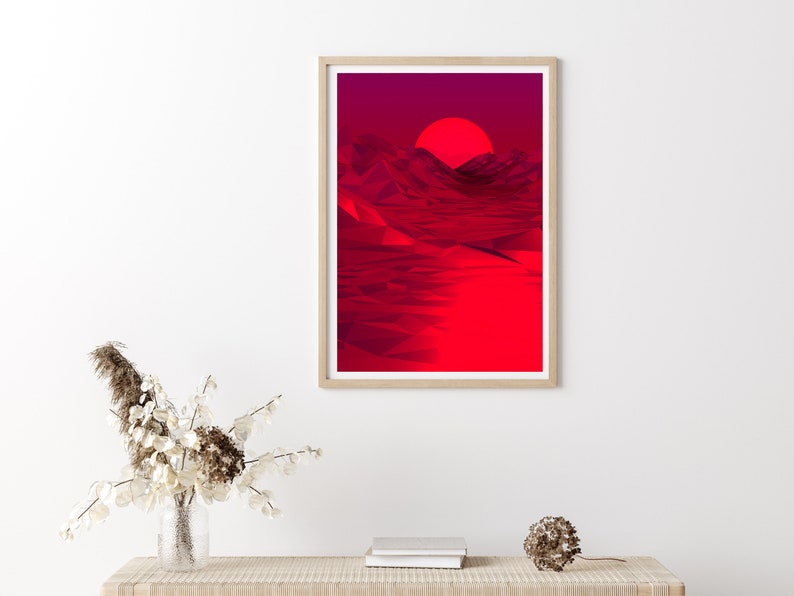 Red Moon Instant Download Art Digital Print Red Red Decor Wall photo collage Printable Wall Art Drawing Aesthetic Art