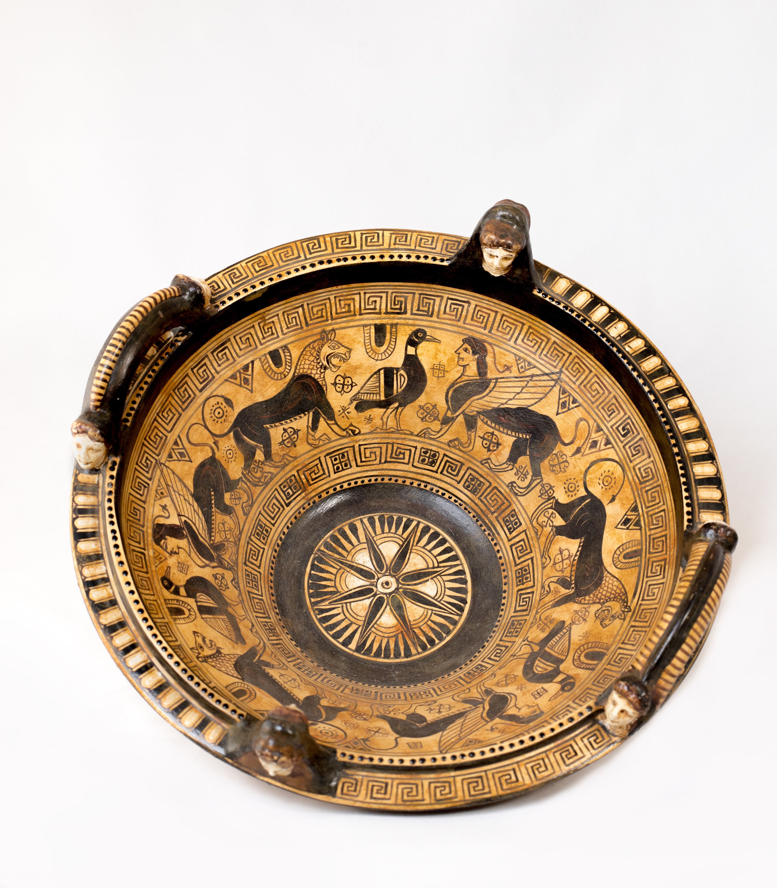 ancient greek handmade pottery ceramic lekane Sanctuary of Aphrodite,625BC-610BC Painter of the Aphrodite Bowl   Chios Europe: Greece
