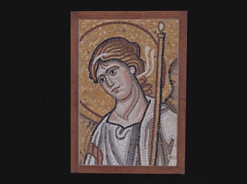 Angel, 11th century, Monastery of Dafni Handmade Copy of byzantine mosaic GREEK MUSEUM COPY image 1