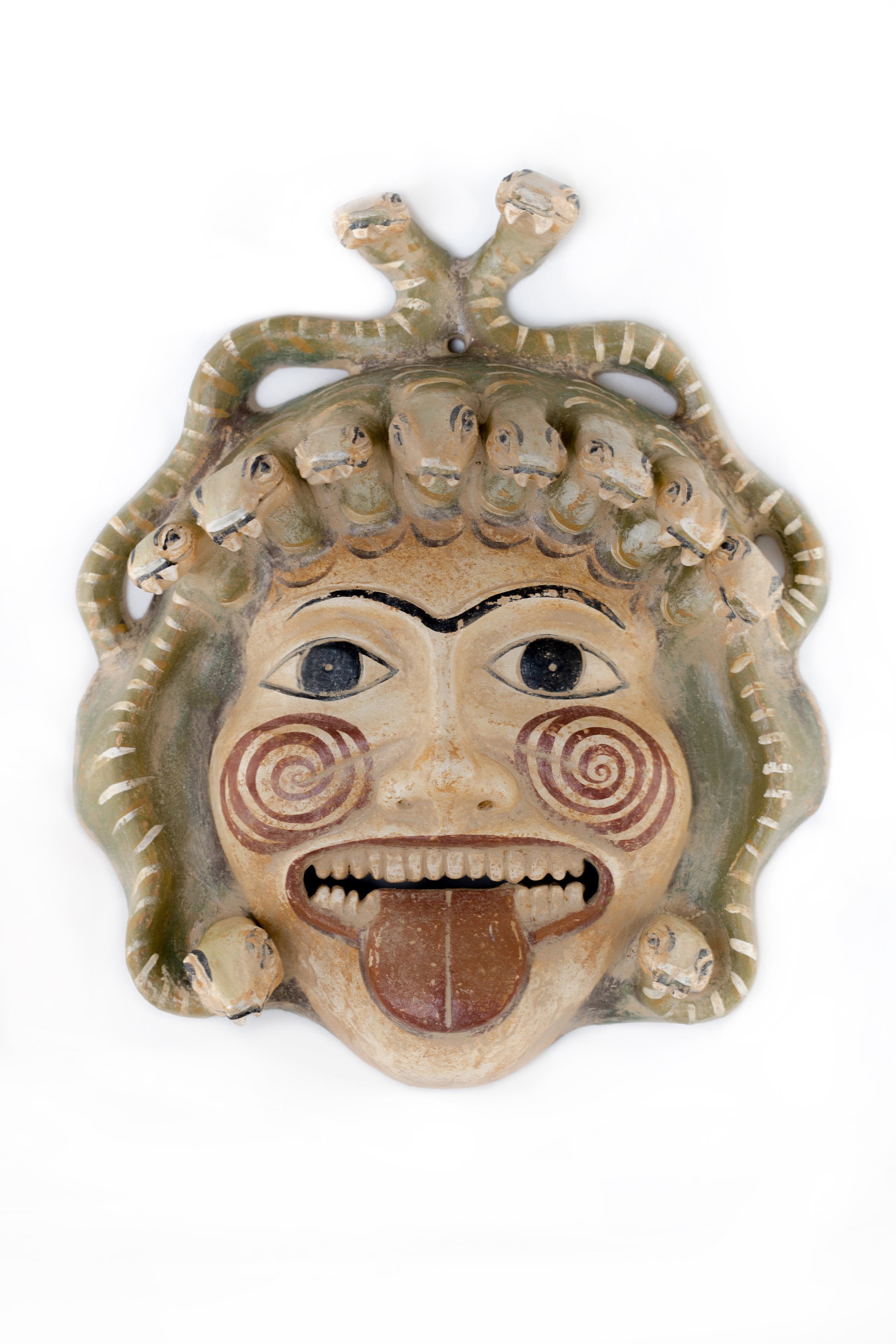 Máscara de medousa de la mitología griega, hecha a mano, máscara de teatro, arte antiguo
