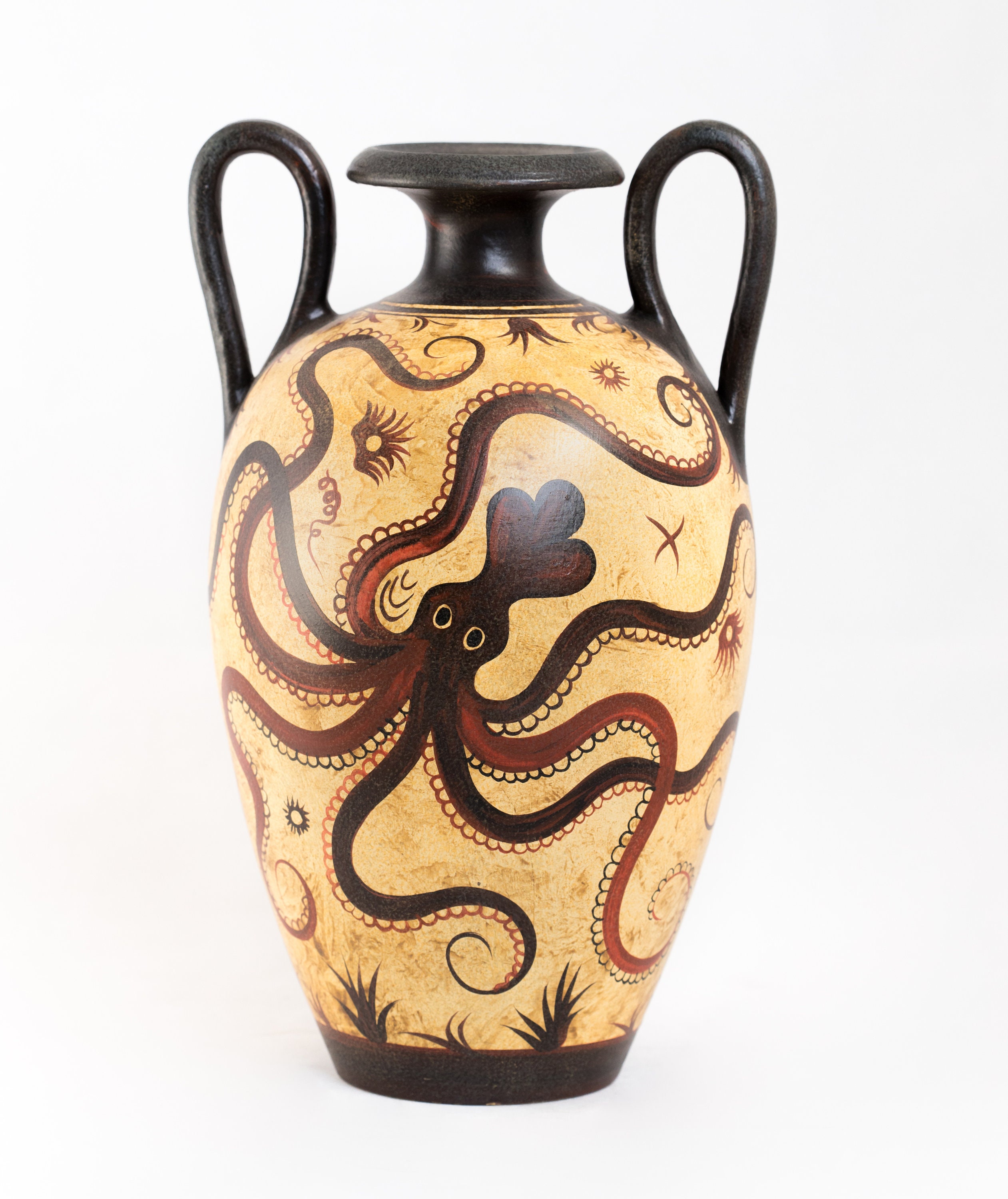 Greek Minoan Art Pottery Amphora Vase With Octopus Ancient Greek Minoan Art Pottery Amphora Vase With Octopus Ancient