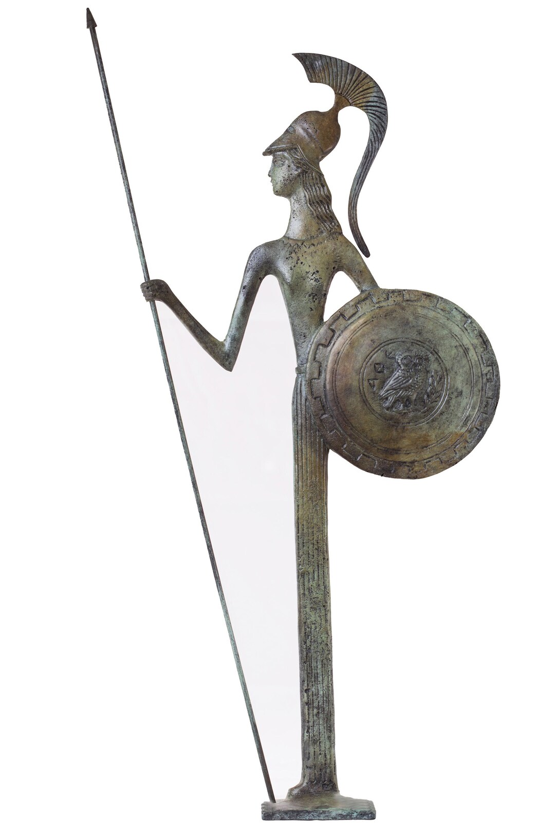 Bronze Hand Made Greek Statue of Athena With Shield and Spear Museum Copy Etsy