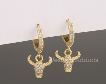Rhinestone steer longhorn Longhorn with Pink Rhinestones Pendant 3 pieces 25x48mm 12-12-P