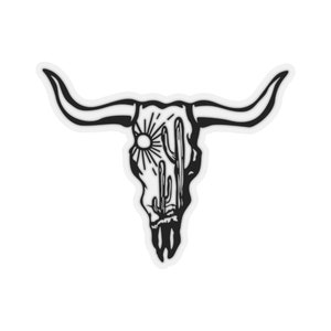 Bull Skull Sticker | Longhorn Sticker | Western Sticker | Cattle | Cactus | Kiss-Cut Sticker | Waterbottle Sticker